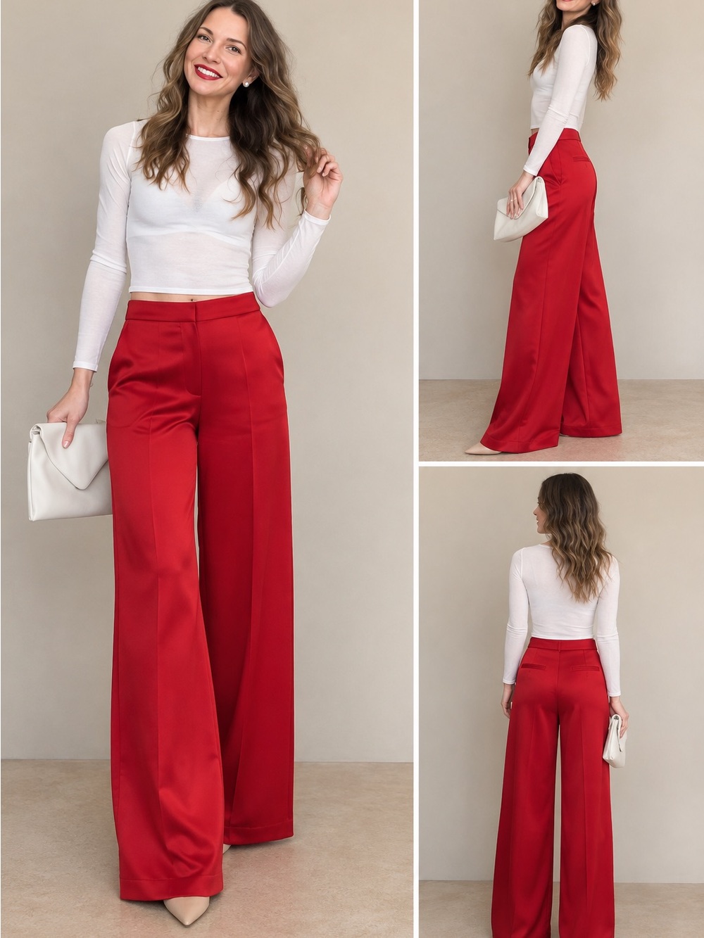 SO Bold Red High-Rise Wide-Leg Pants